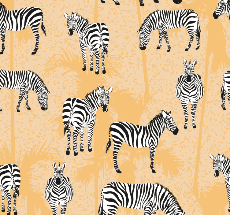 Tapeta zwierzęta Zebra i palmy - TenStickers