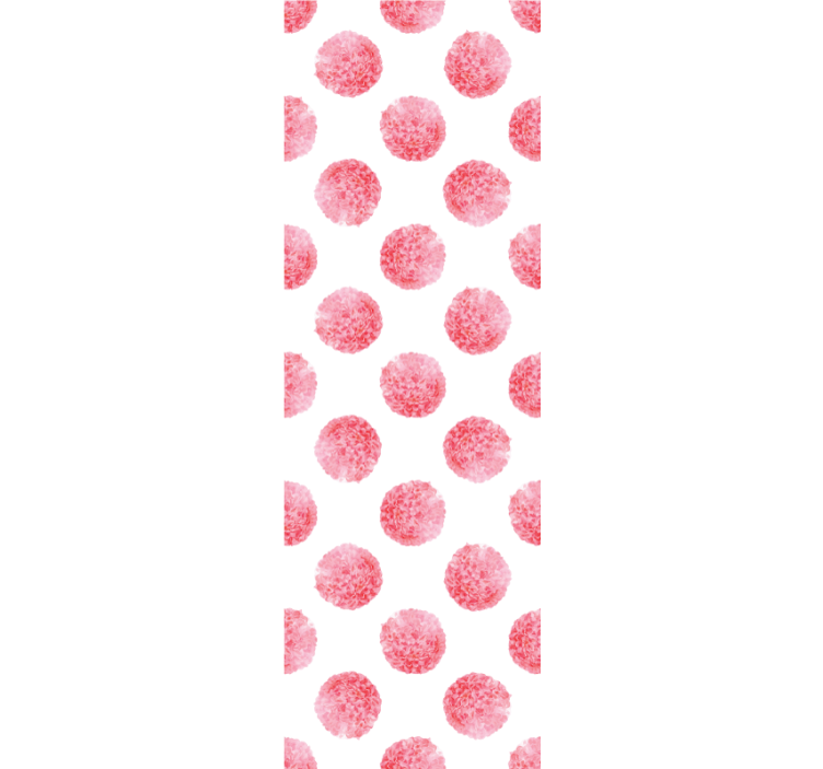 Tapeta kwiaty Okrągłe różowe kwiaty na białym tle - TenStickers