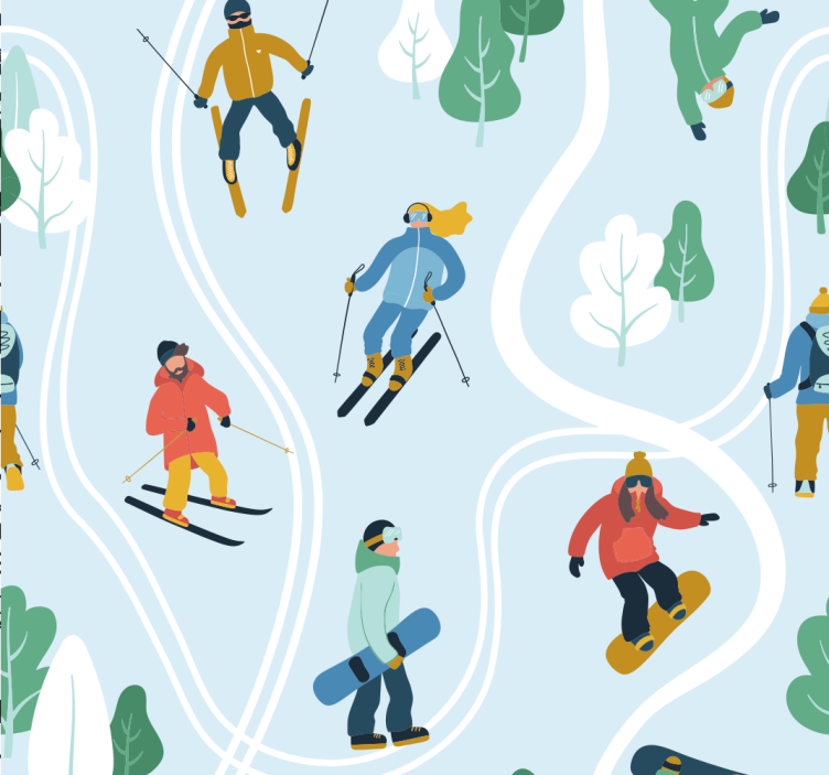 Tapeta dla dzieci zabawne sporty zimowe - TenStickers