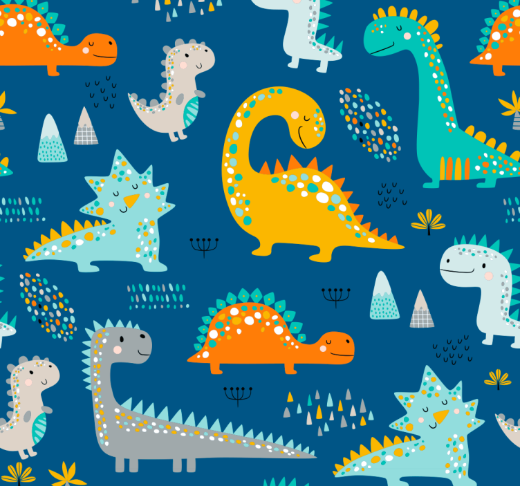 Tapeta dinozaury wzór dinozaurów - TenStickers