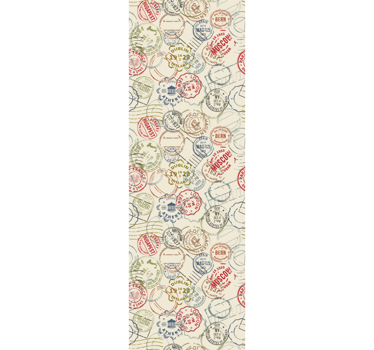 Tapeta miasto kolaż znaczków podróżnych - TenStickers