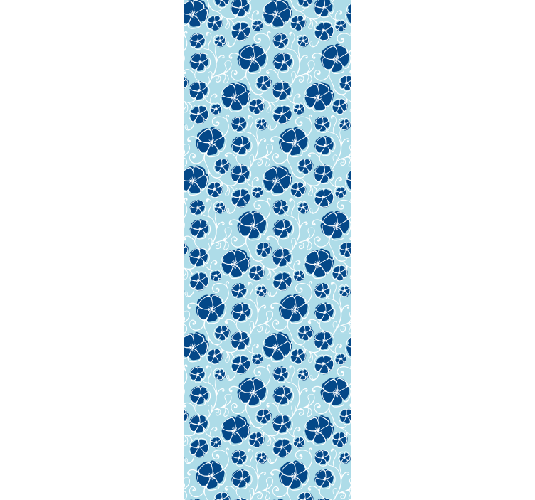 Tapeta kwiaty niebieskie płytki kwiatowe - TenStickers