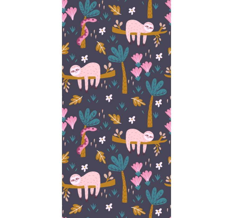 Tapety ze zwierzętami różowe leniwce - TenStickers