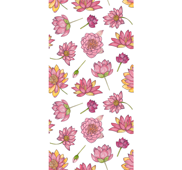 Tapeta w różowe kwiaty lotosu - TenStickers