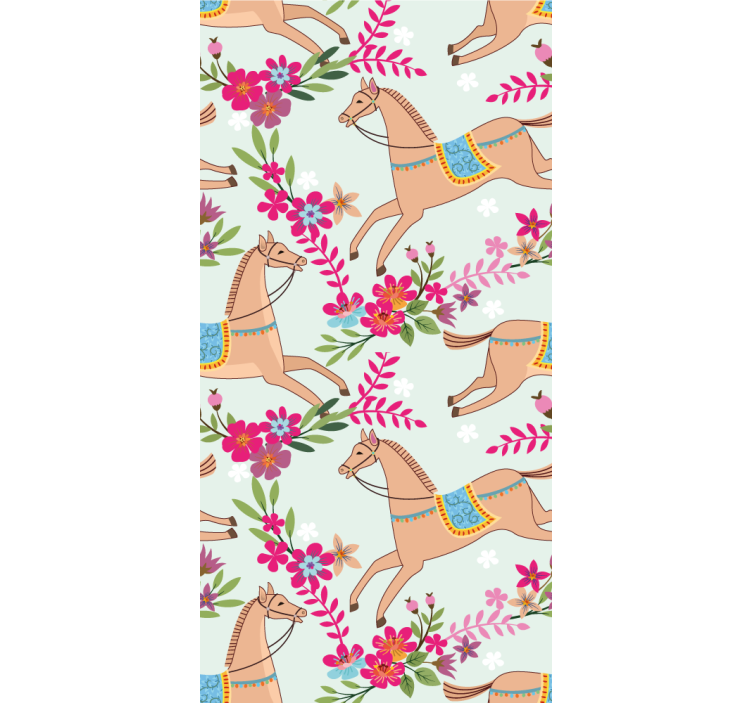 Tapeta zwierzęta kwiaty jeździeckie - TenStickers