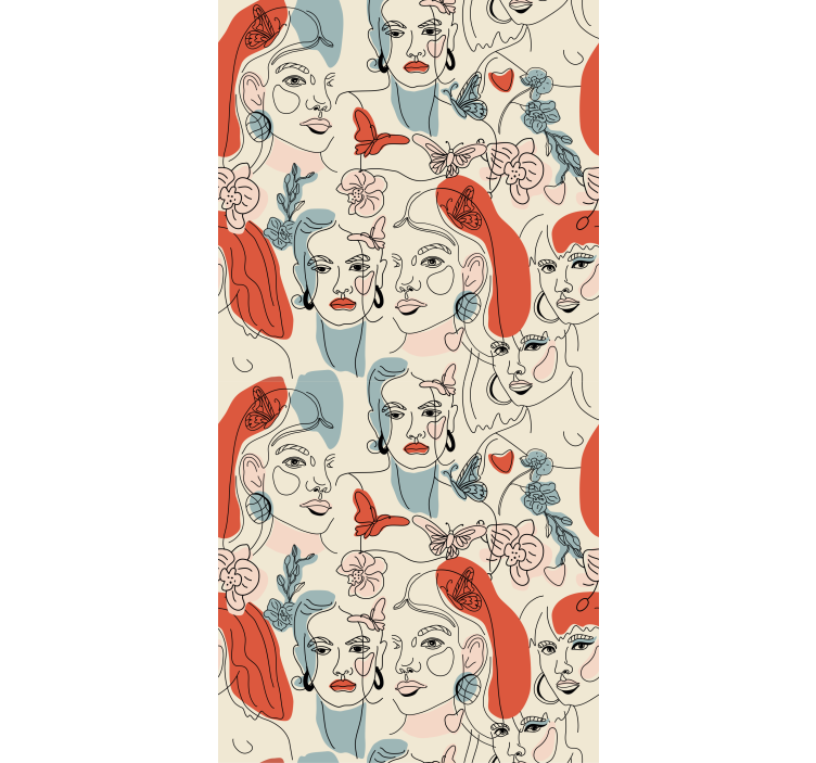 Tapeta sztuka kobieca grafika liniowa - TenStickers