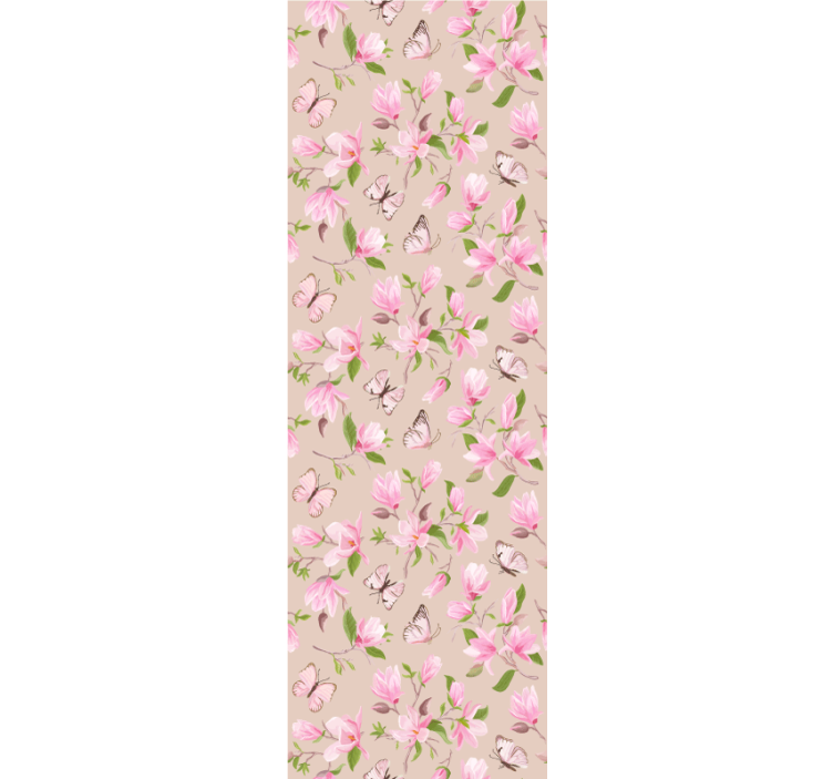 Tapeta kwiaty magnolie i motyle - TenStickers