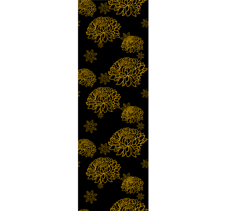 Tapeta kwiaty złoty wzór kwiatowy - TenStickers