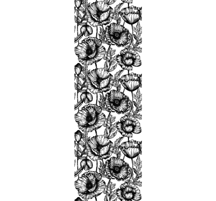 Tapeta kwiaty czarny wzór kwiatowy - TenStickers
