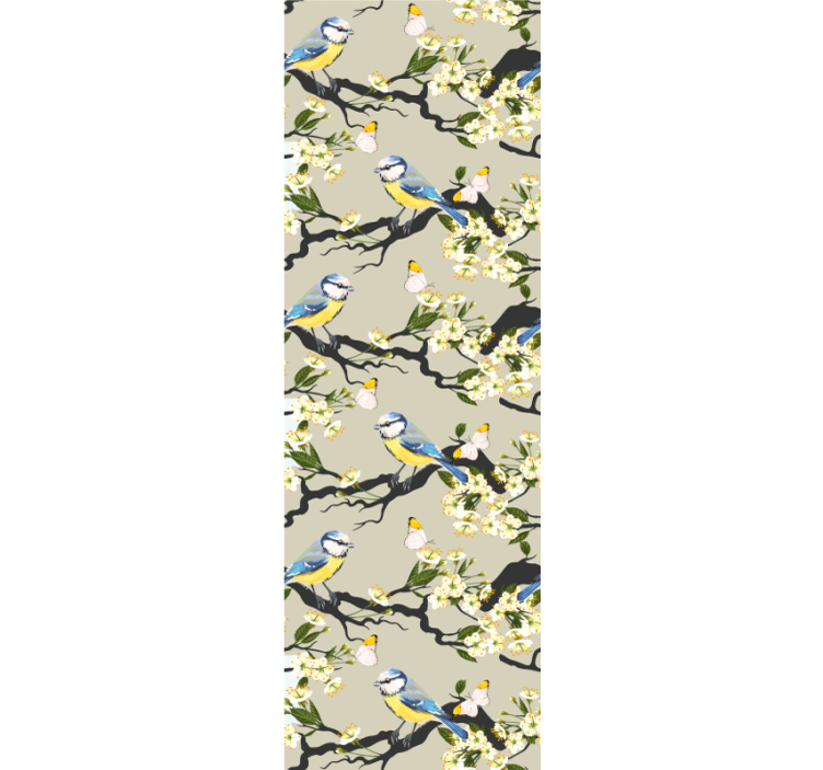 Tapeta ptaki gałęzie sikory modrej - TenStickers