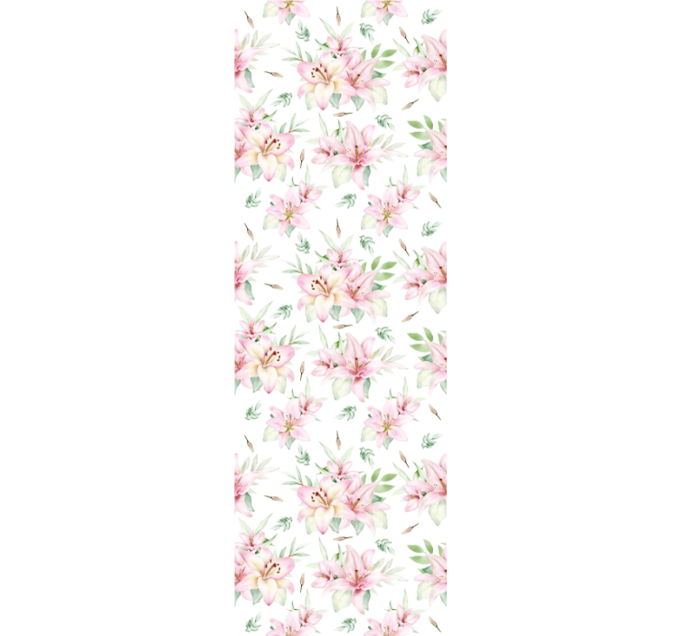 Tapeta kwiaty wzór różowo-biały - TenStickers