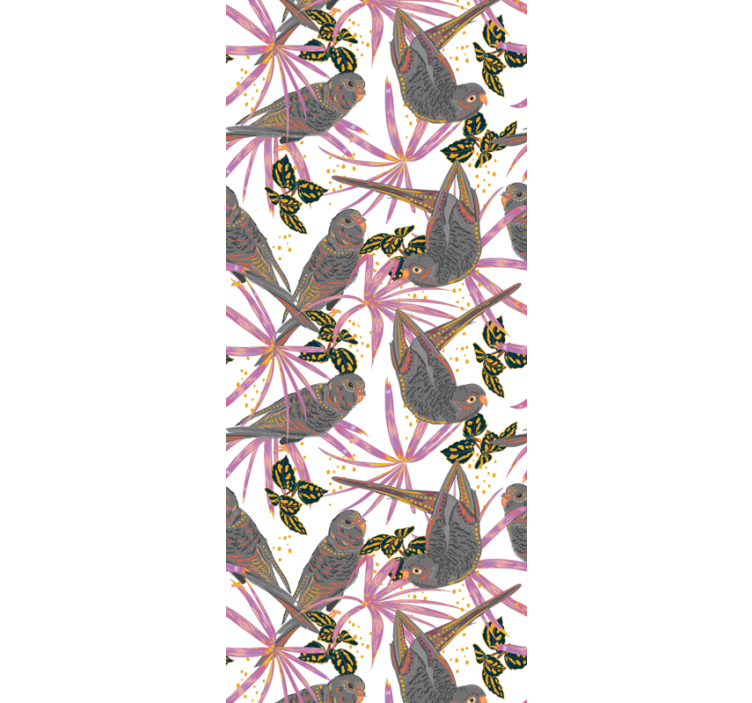 Tapeta ptaki kolorowe liście - TenStickers