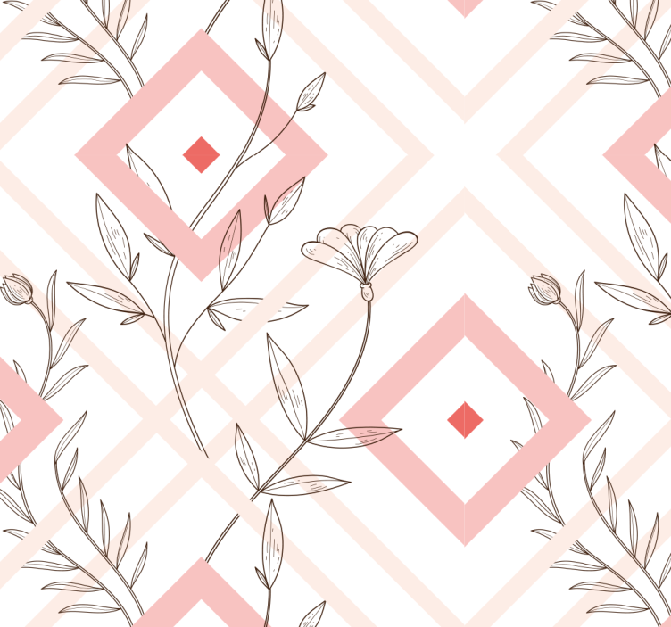 Tapeta do salonu kwiatowe kształty diamentów - TenStickers