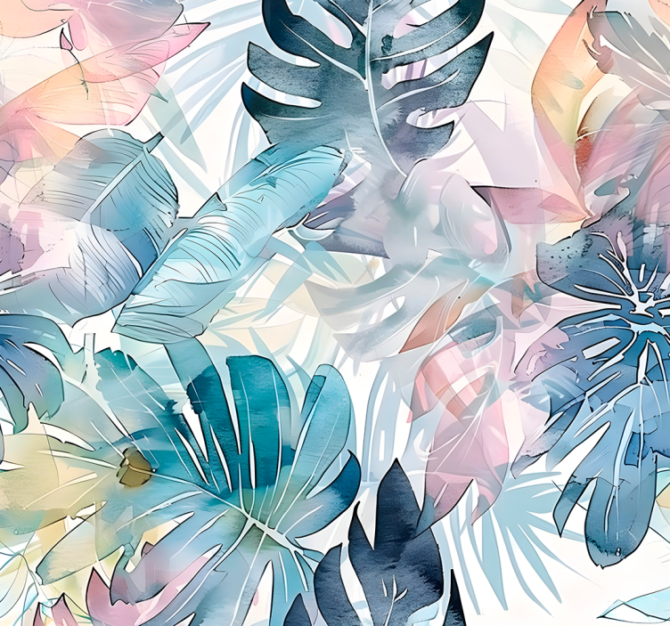 Tapeta liście duże narysowane liście - TenStickers