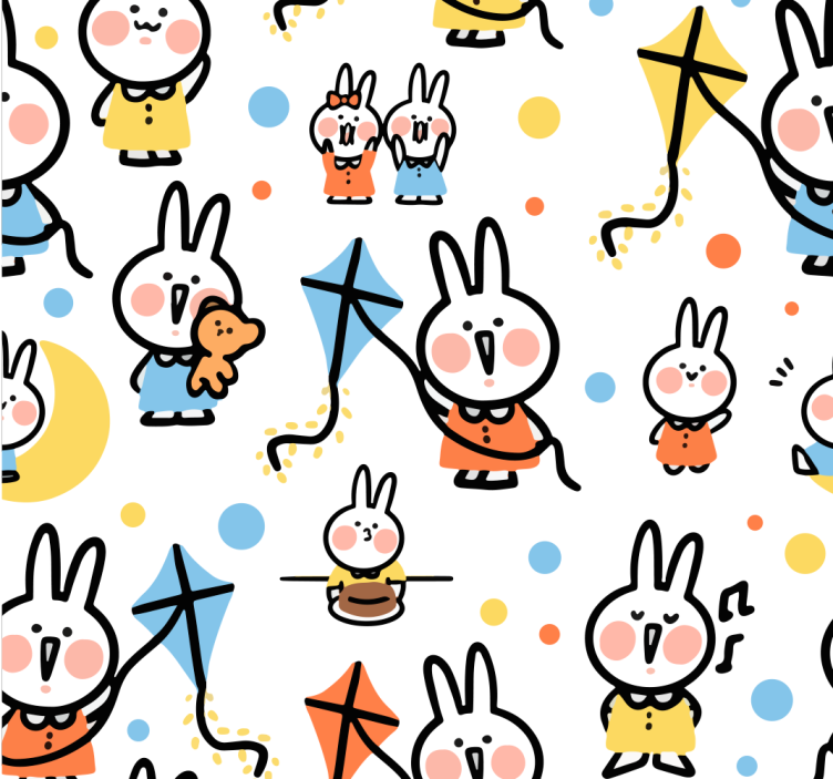 Tapeta zwierzęta króliczki z latawcami - TenStickers