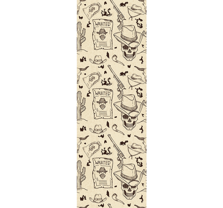 Tapeta vintage z czaszką kowboja w stylu retro - TenStickers