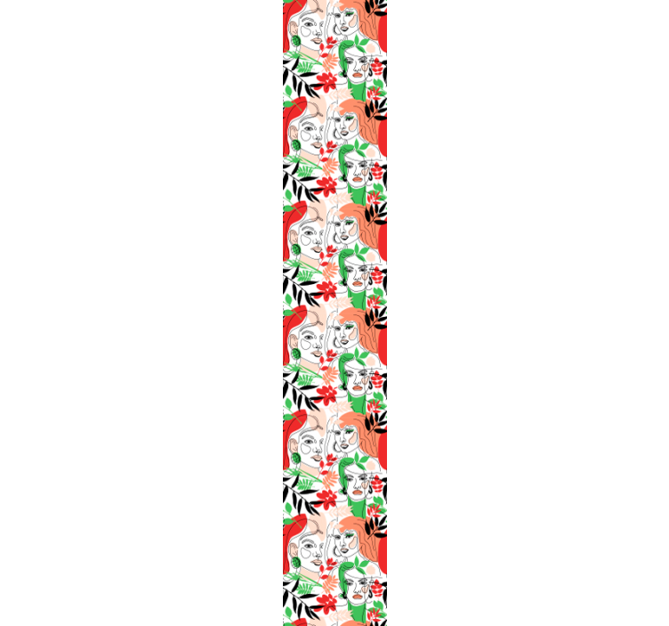 Tapeta abstrakcja twarze i kwiaty - TenStickers