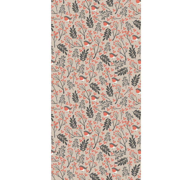 Tapeta do salonu ptaki i kwiaty - TenStickers