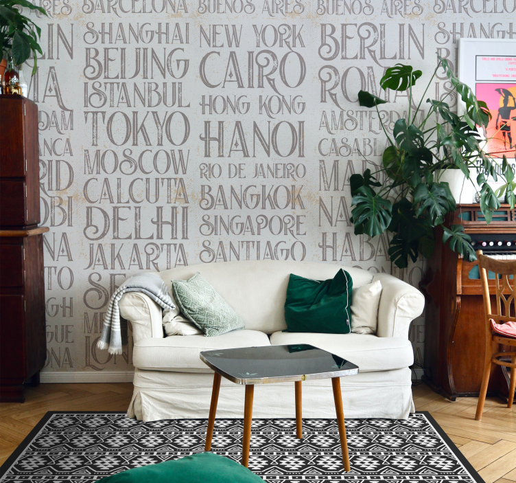 Tapeta z nazwami miast świata - TenStickers