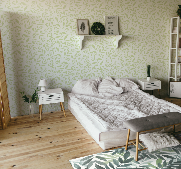 Tapeta liście delikatny odcisk liścia - TenStickers