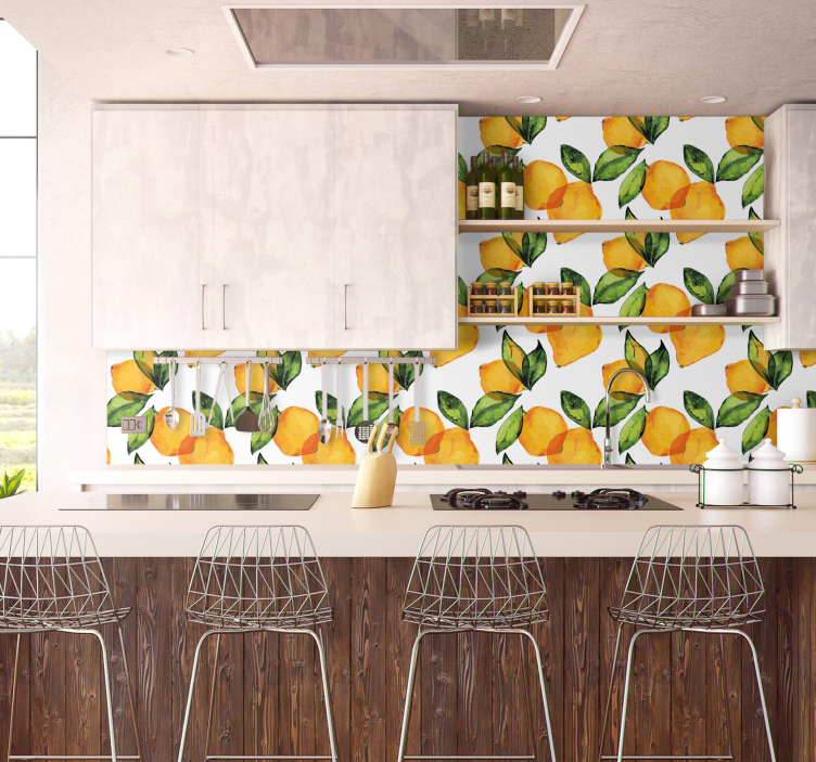 Tapeta śródziemnomorski wzór w cytryny - TenStickers
