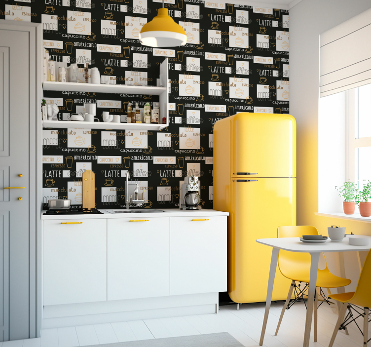 Tapeta do kuchni Dekoracyjne rysunki kawy - TenStickers