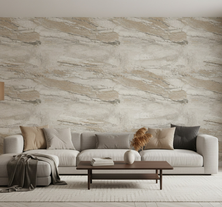 Beżowa tapeta zimna gładka tekstura - TenStickers