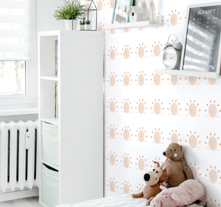 Tapeta do sypialni dla dzieci abstrakcyjne minimalne słońce - TenStickers