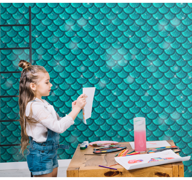 Tapeta 3D Syrena niebieskie łuski - TenStickers