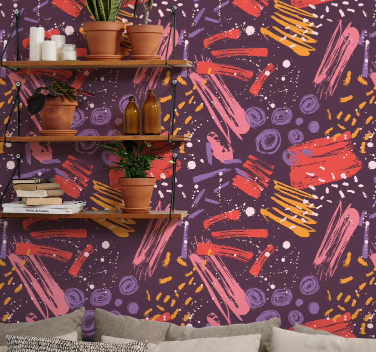 Tapeta abstrakcja wyraziste pociągnięcia pędzlem - TenStickers