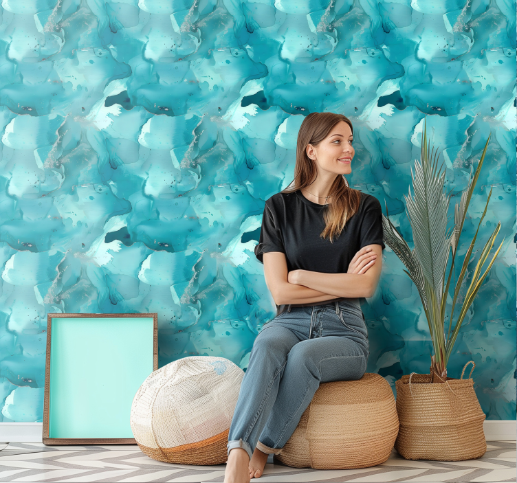 Tapeta abstrakcja niebieskie fale - TenStickers