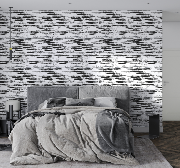 Tapeta abstrakcja pociągnięcia czarną farbą - TenStickers