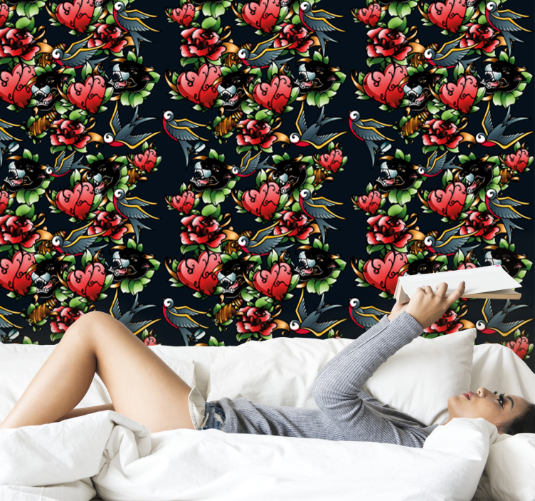 Tapeta sztuka wzór w stylu tatuażu - TenStickers