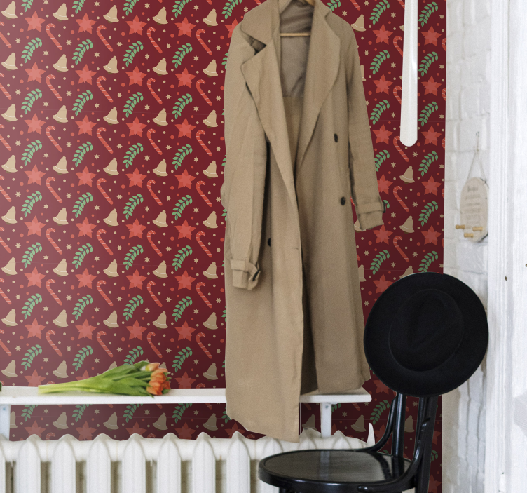 Tapeta świąteczna wzór dużych cukierków - TenStickers