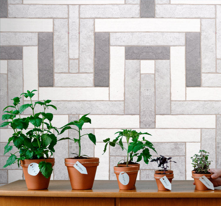 Tapeta beton szary wzór bruku - TenStickers