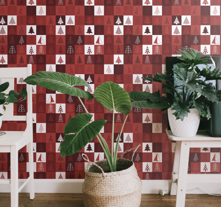 Tapeta Boże Narodzenie świąteczne wzory drzew - TenStickers