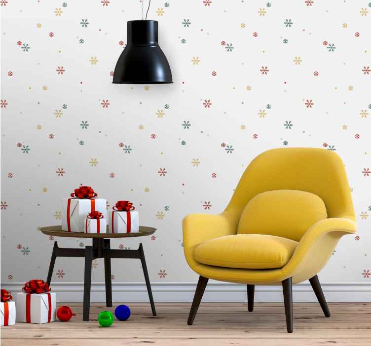 Tapeta Boże Narodzenie świąteczne wzory płatków śniegu - TenStickers