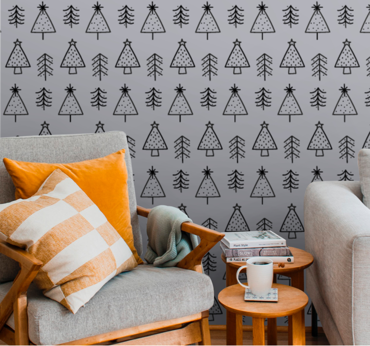 Tapeta Boże Narodzenie wystrój ze wzorem sosnowym - TenStickers