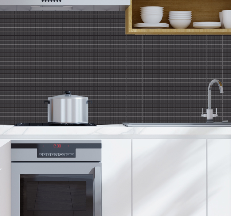 Tapeta kafelki teksturowany czarny motyw kuchenny - TenStickers