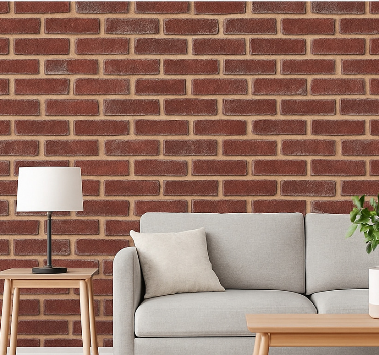 Tapeta cegła w kolorze postarzanego czerwonego klinkieru - TenStickers