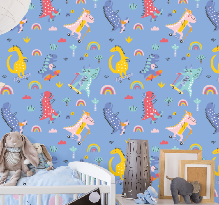 Tapeta dinozaury jeżdżące dinozaury - TenStickers