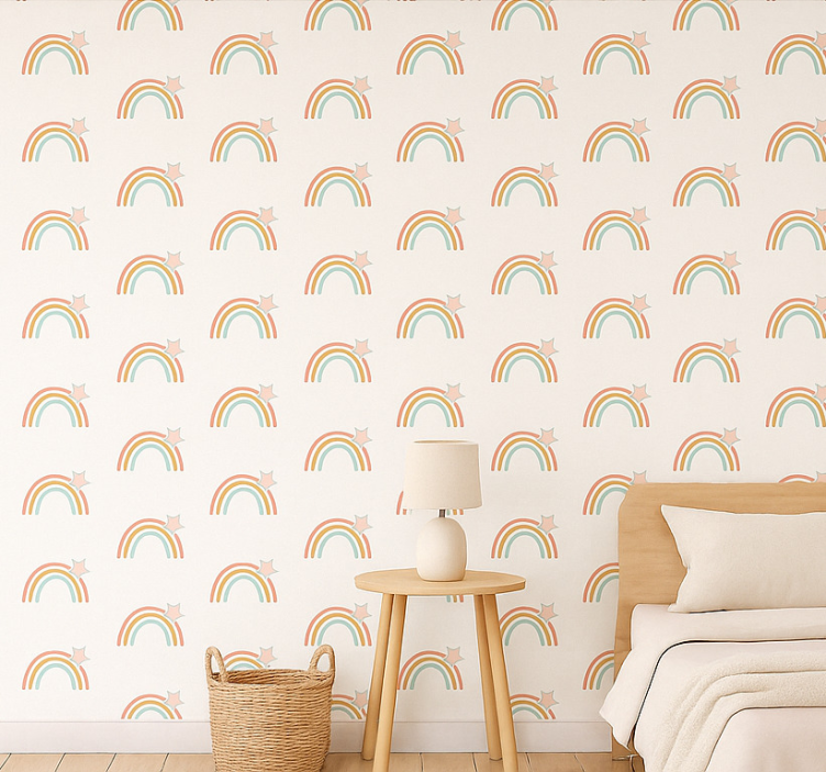 Tapeta dla dzieci w prosty wzór tęczy - TenStickers