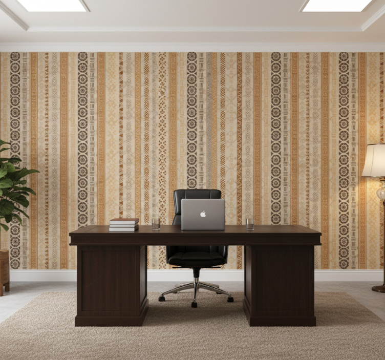 Tapeta do biura efekt puzzli na brązowym tle - TenStickers