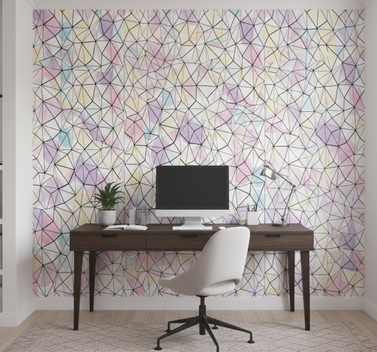 Tapeta do biura kolorowe okręgi z czarnymi liniami - TenStickers