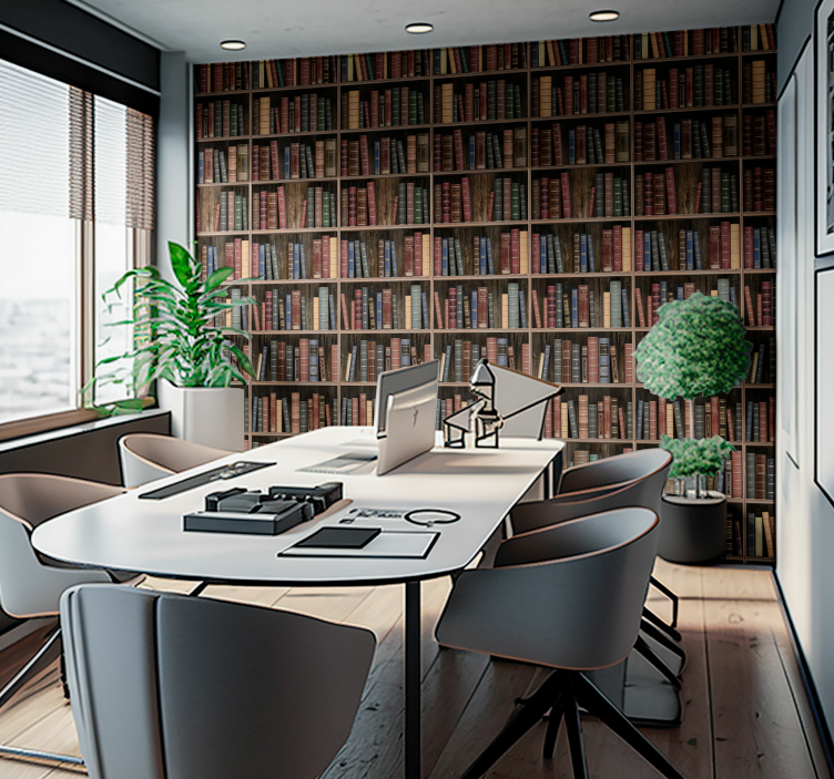 Tapeta biuro książki z biblioteki - TenStickers