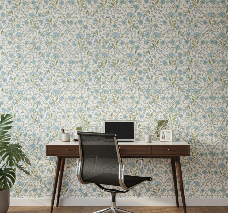 Tapeta do biura kwiat na białym tle - TenStickers