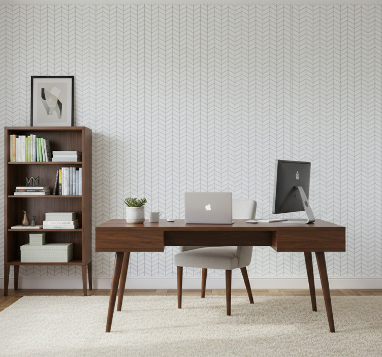 Tapeta do biura niebieskie zygzaki na białym tle - TenStickers