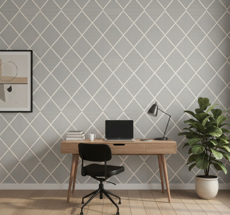 Tapeta do biura w nieregularne szare romby - TenStickers