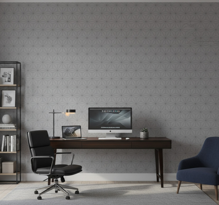 Tapeta do biura w szare trójkąty betonowe - TenStickers