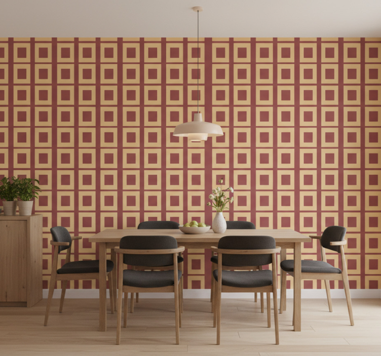 Tapeta do jadalni w geometryczne kwadraty - TenStickers